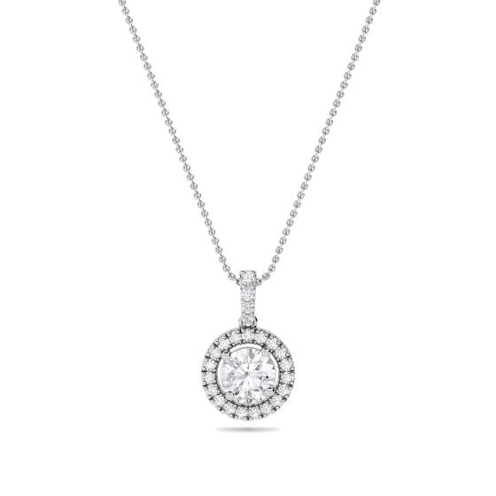 0.85ct Round Diamond Single Halo Pendant