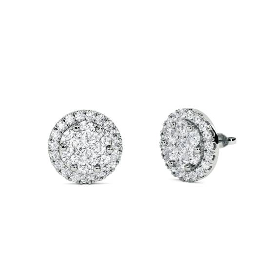 Classic Round Diamond Cluster Earrings