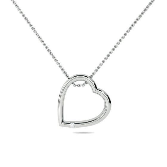 Classic Round Diamond Double Heart Pendant