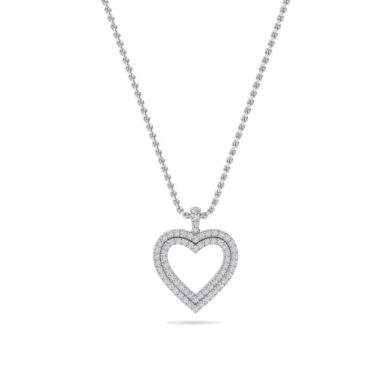 Classic Round Diamond Heart Pendant