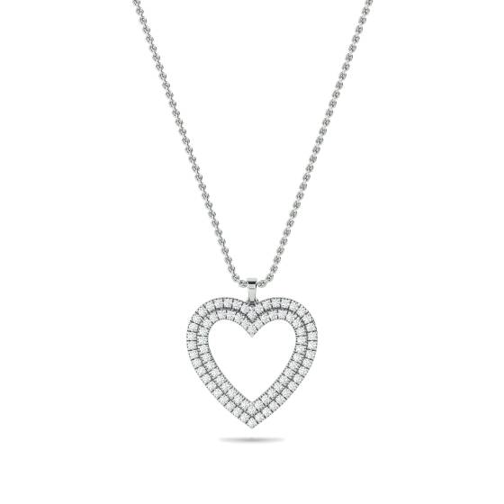 Classic Round Diamond Heart Pendant