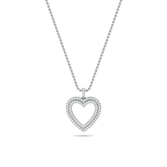 Classic Round Diamond Heart Pendant