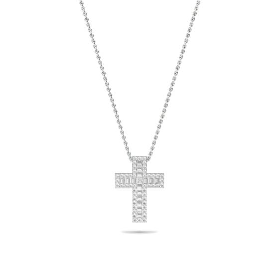 2.30ct Classic Round and Baguette Diamond Cross Pendant