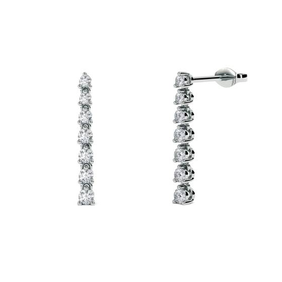 Modern Round Diamond Drop Earrings