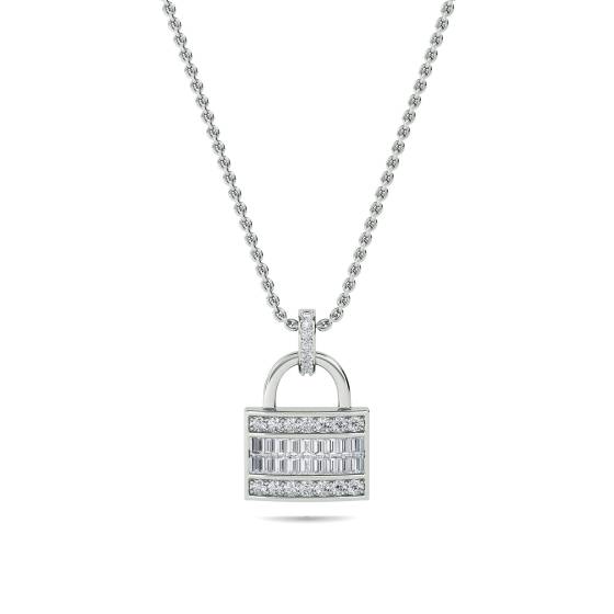 1.10ct Cluster Round Diamond Designer Padlock Pendant