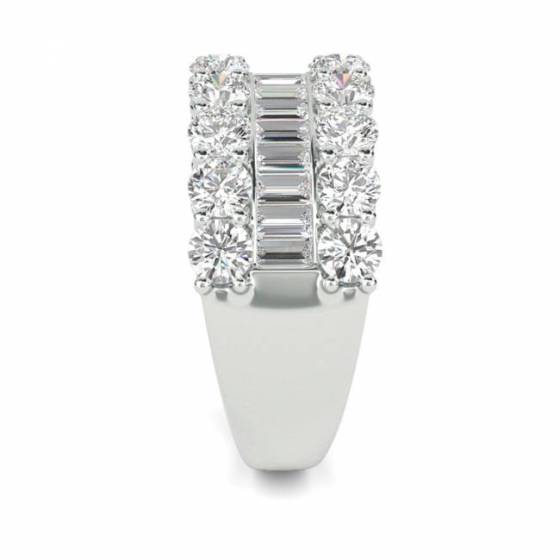 2.00ct Round and Baguette Diamond Multi Row Dress Ring