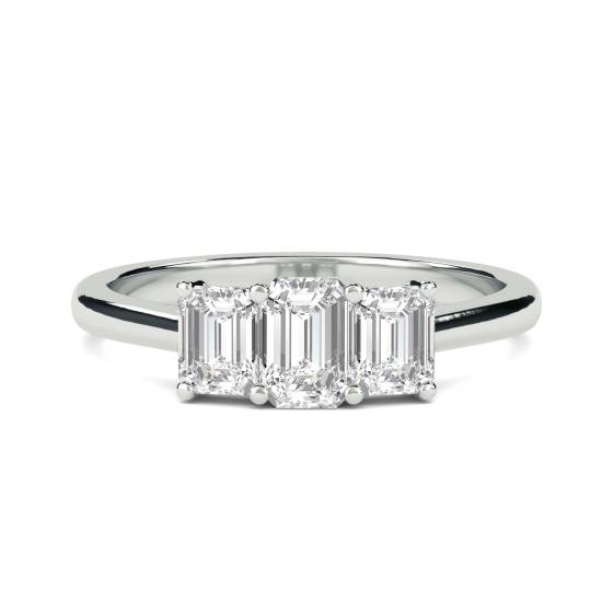 DHMT03308 Graduated Emerald Diamond Trilogy Ring