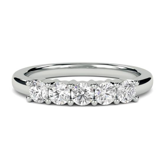 5 Stone Round Diamond Half Eternity Ring
