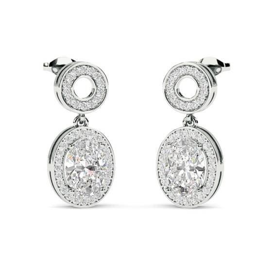 Oval Diamond Single Halo Earrings
