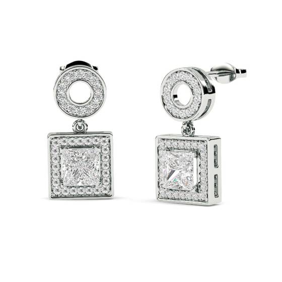 Princess Diamond Single Halo Earrings