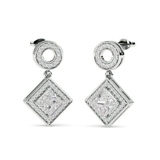 Princess Diamond Single Halo Earrings