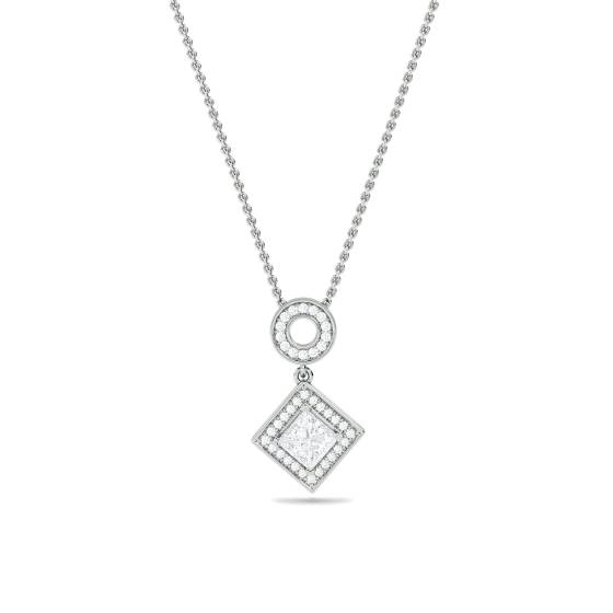 Princess Diamond Single Halo Pendant
