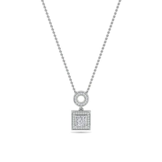 Princess Diamond Single Halo Pendant