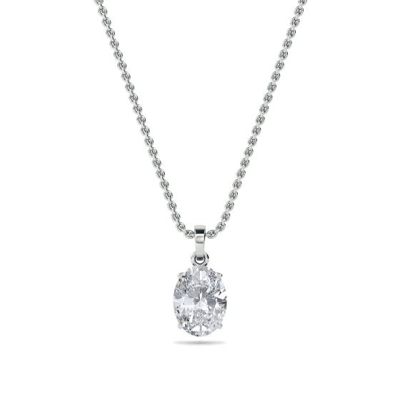 Modern Oval Diamond Solitaire Pendant