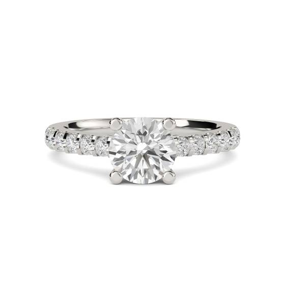 Round Shoulder Set Diamond Engagement Ring