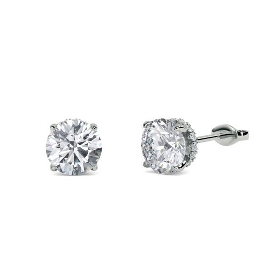 Round Diamond Halo Earrings