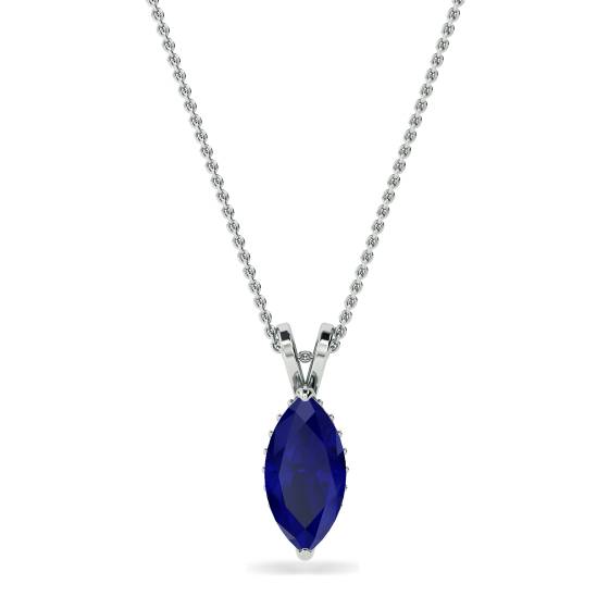 Marquise Blue Sapphire Diamond Pendant