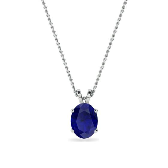 Oval Blue Sapphire Diamond Pendant