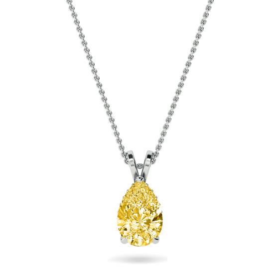 Pear Yellow Diamond Solitaire Pendant
