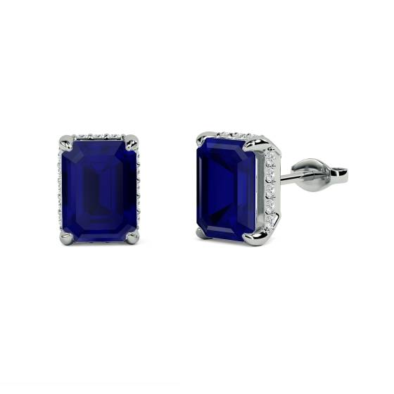 Emerald Blue Sapphire Diamond Earrings