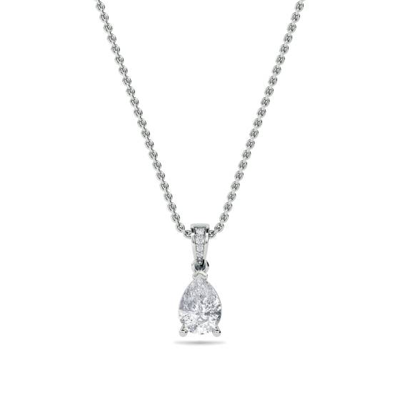 Classic Pear and Round Diamond Solitaire Pendant