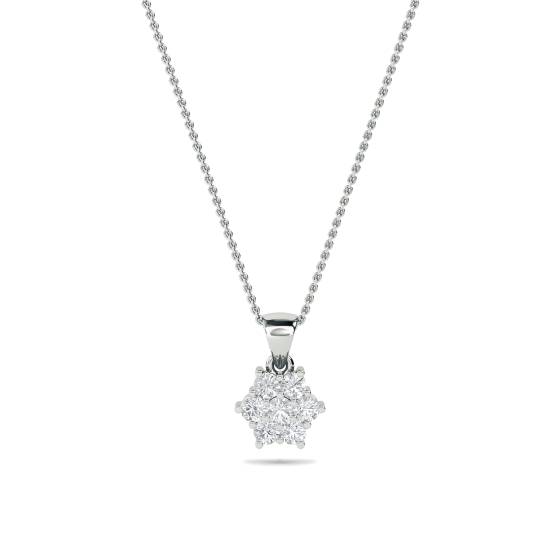 Round Diamond Cluster Flower Pendant