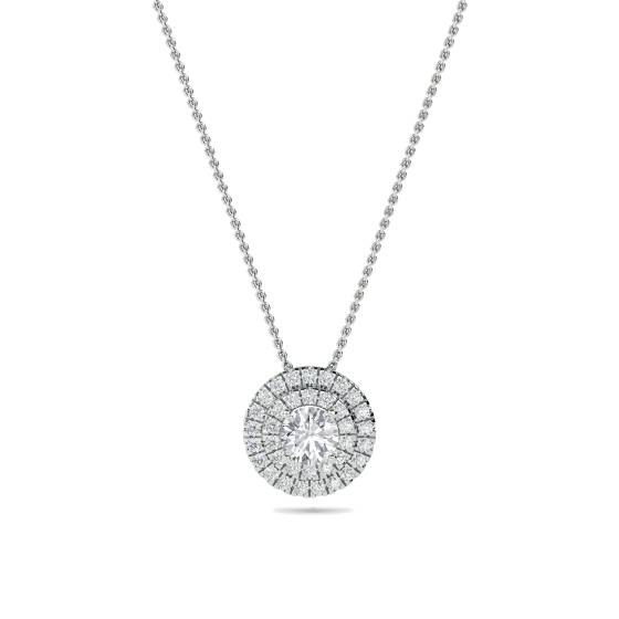 Round Diamond Double Halo Pendant