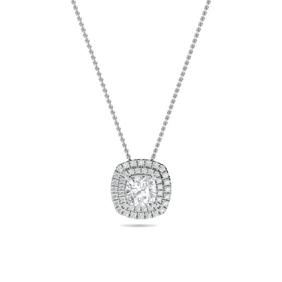 Cushion Shaped Diamond Single Halo Pendant