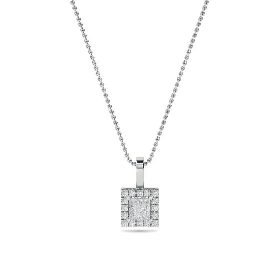 Princess Diamond Single Halo Pendant