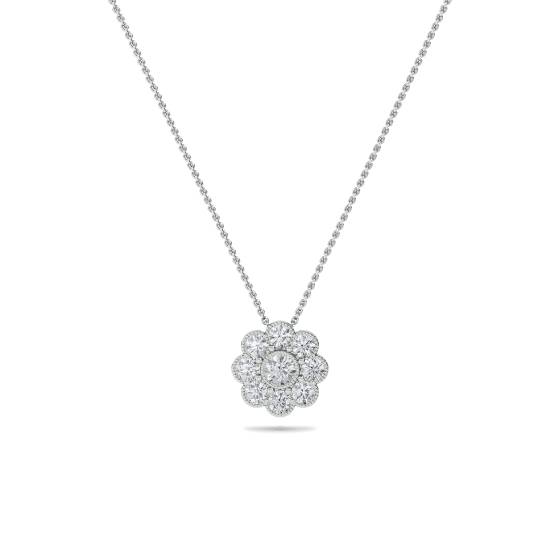 Round Diamond Single Halo Pendant