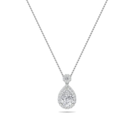 Pear Diamond Single Halo Pendant
