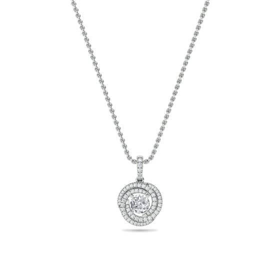 Stylish Round Diamond Double Halo Pendant
