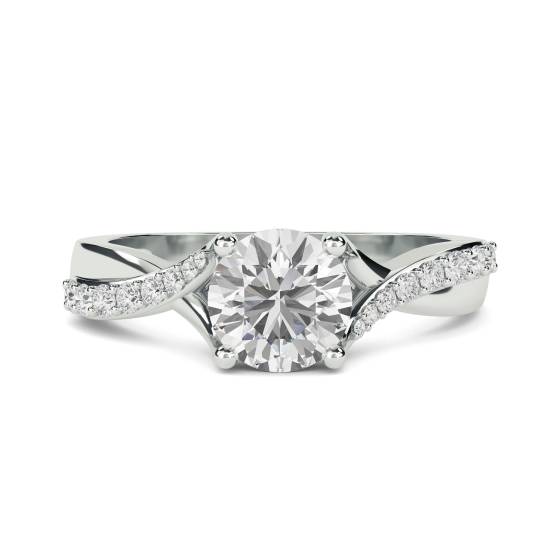 Round Shoulder Set Diamond Engagement Ring
