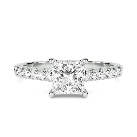 Princess Diamond Shoulder Set Ring
