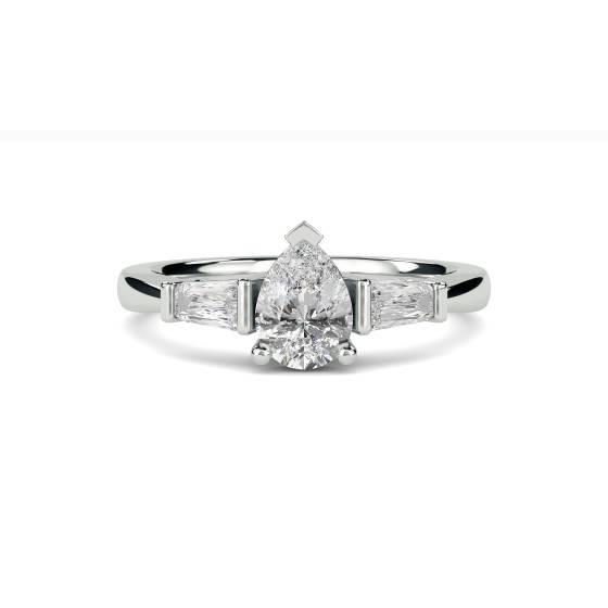 Modern Pear & Baguette Diamond Trilogy Ring