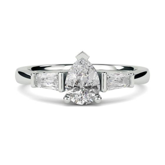 Modern Pear & Baguette Diamond Trilogy Ring