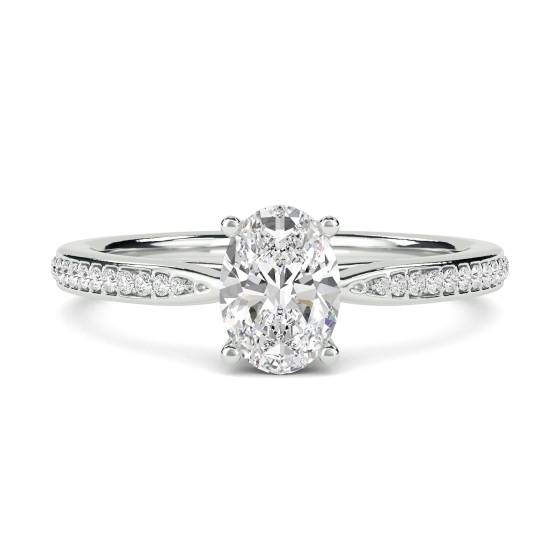 0.50ct Oval Diamond Shoulder Set Ring