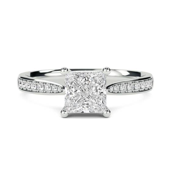 Princess Diamond Shoulder Set Ring