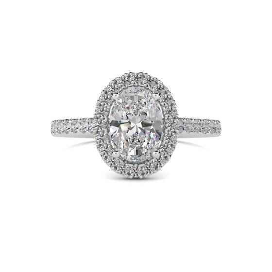 Oval Diamond Single Halo Shoulder Set Ring