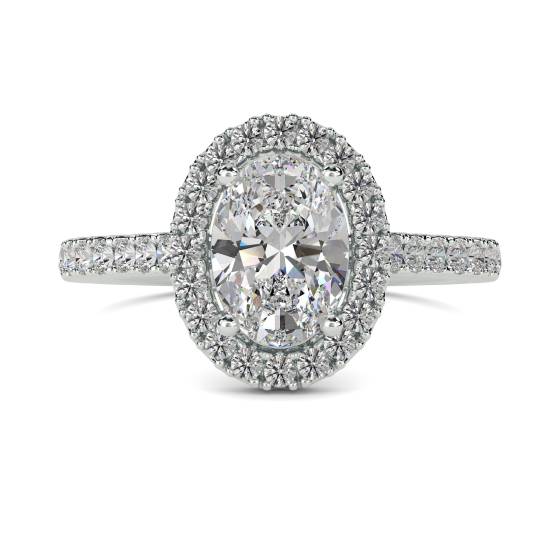 Oval Diamond Single Halo Shoulder Set Ring
