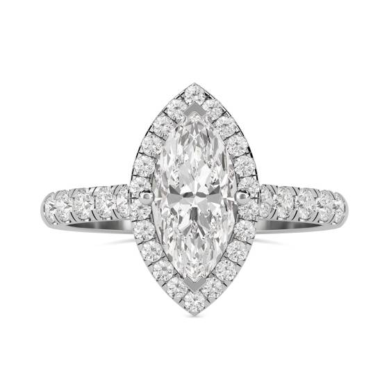 Marquise Diamond Single Halo Shoulder Set Ring