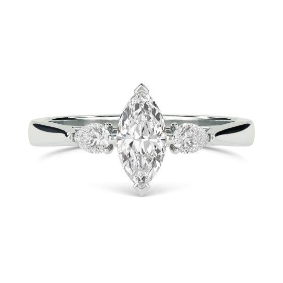 Unique Marquise & Pear Diamond Trilogy Ring