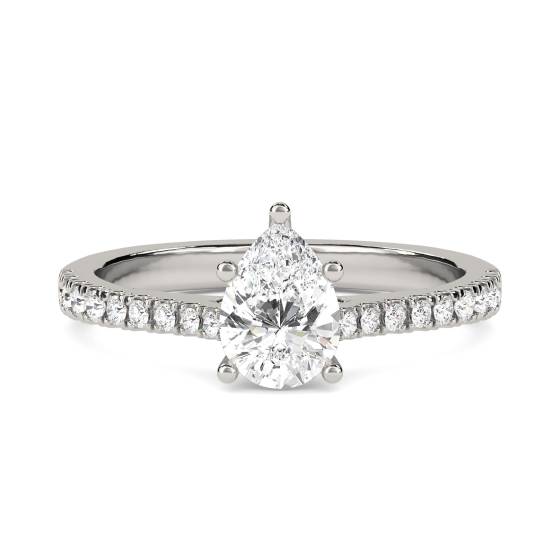 0.50ct Pear Diamond Shoulder Set Ring