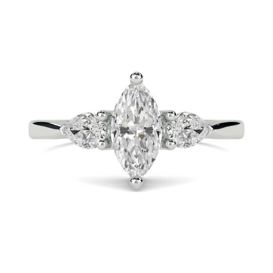 Unique Marquise and Pear Diamond Trilogy Ring