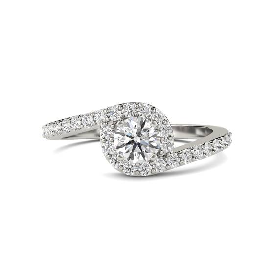 Round Diamond Shoulder Set Ring With Matching Band