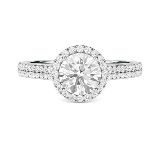 Round Diamond Single Halo Shoulder Set Ring