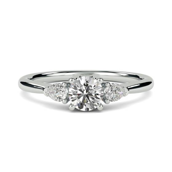 Round & Pear Diamond Trilogy Ring