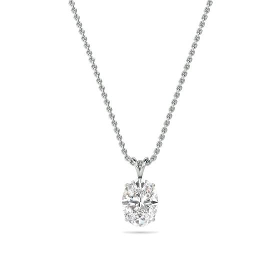Oval Diamond Solitaire Pendant