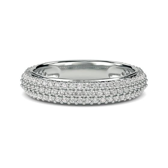 Round Diamond Three Row Eternity Ring