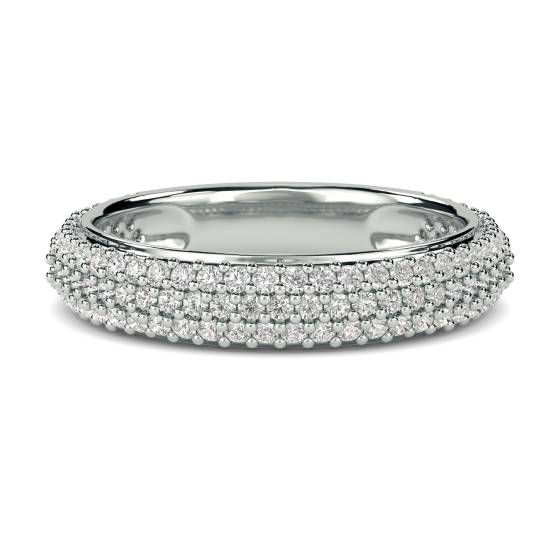 Round Diamond Three Row Eternity Ring